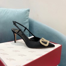 VALENTINO VLOGO SIGNATURE SATIN SLINGBACK PUMPS 80MM black 2022