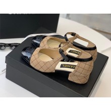Chanel Mary Janes Suede Kidskin And Patent Calfskin Shoes apricot 2022