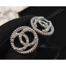 Chanel CC Logo Stud Earrings Silver 2018