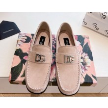 Dolce&Gabbana loafer in suede leather with DG logo nude pink 2025