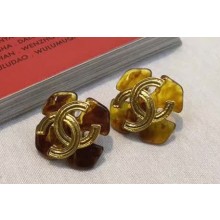 Chanel Vingate Acrylic Stud Earrings Gold/Brown  2018
