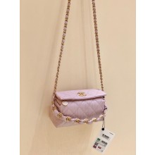 Chanel original quality Crumpled Lambskin Small Hobo Bag AS2479 Light Pink 2021