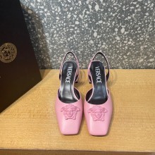 Versace heel 5.5cm LA MEDUSA LEATHER SLING-BACK PUMPS pink 2022