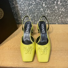Versace heel 5.5cm LA MEDUSA LEATHER SLING-BACK PUMPS yellow 2022