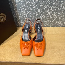 Versace heel 5.5cm LA MEDUSA LEATHER SLING-BACK PUMPS orange 2022