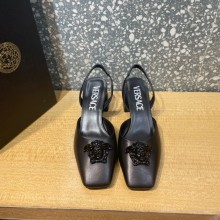 Versace heel 5.5cm LA MEDUSA LEATHER SLING-BACK PUMPS black 2022