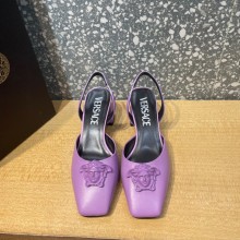 Versace heel 5.5cm LA MEDUSA LEATHER SLING-BACK PUMPS purple 2022