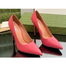 Gucci Heel 10.5cm Leather Pointy Toe Pumps Pink 2023