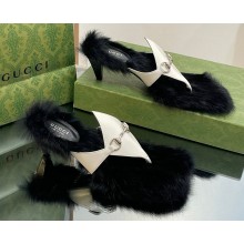Gucci Heel 5.5cm wool lining thong sandals with Horsebit 764196 White 2023