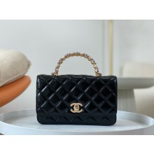 CHANEL Wallet on Chain IN Shiny Crumpled Lambskin AP3801 black 2024