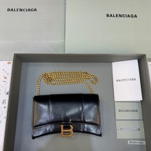 balenciaga hourglass wallet with chain black calfskin