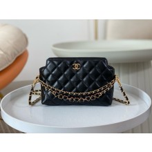 CHANEL Shiny Crumpled Calfskin Clutch with Chain AP3787 black 2024