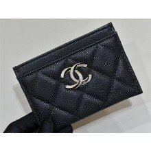 chanel card holder in black grained leather with enamel cc logo 2024