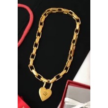 Dior "Lucky Locket" Necklace with with Heart Padlock Aged Gold 2018
