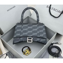 balenciaga Women's Hourglass Small Handbag Bb Monogram Coated Canvas in Black