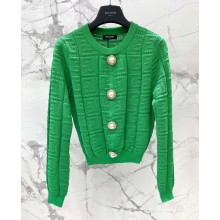 BALMAIN CARDIGAN WITH MONOGRAM green 2023