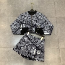 dior Black and White Technical Cropped Bomber Jacket and skirt 2023