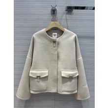 hermes white cashmere coat with two pockets 2023