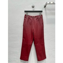 Gucci Rosso Ancora red leather pant with Horsebit 2024