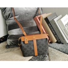 celine celine Teen Cabas de France in Triomphe Canvas and calfskin tan