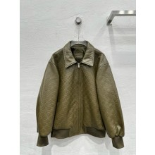 Gucci Dark green embossed GG leather jacket 2024 
