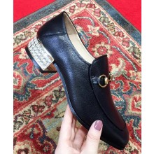 Gucci Horsebit Leather Loafer with Crystals 523097 Black 2018