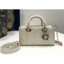 dior small Lady D-Joy Bag in white patent Cannage calfskin 2023