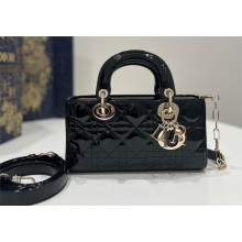 dior small Lady D-Joy Bag in black patent Cannage calfskin 2023
