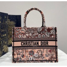 Dior Medium Book Tote Bag in Powder Pink Dior Jardin Magique Embroidery 2023