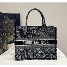 dior black and white Plan de Paris Embroidery medium book tote bag 2023