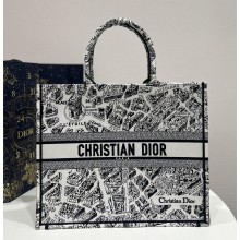 dior White and Black Plan de Paris Embroidery large book tote bag 2023