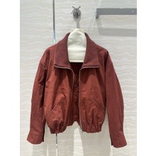 LEMAIRE double-layer cotton bomber jacket burgundy 2024