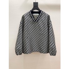 dior Pullover Anorak in Blue and Ecru Technical Taffeta Jacquard 2024