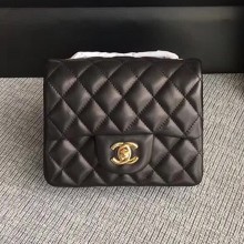 Chanel Classic Flap Mini Bag A1115 in Lambskin Leather Black with Golden Hardware
