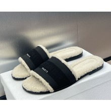 Dior Dway Slide Black Calfskin and Embroidered Cotton 2024