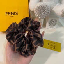 fendi Brown silk hair ties 2023