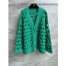 CHANEL green cotton cardigan P78360 2025