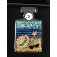 Chanel Perfume Bottle Brooch Green/Gold/Blue 2018