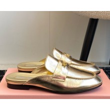 Miu Miu leather mules gold 0109-2025