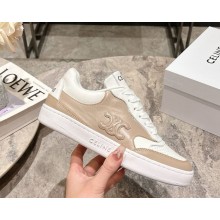 CELINE women/men TRAINER LOW LACE-UP SNEAKER in CALFSKIN nude pink/white 2025
