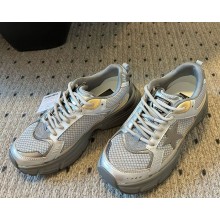 GOLDEN GOOSE Women’s Lightstar in metallic leather and silver mesh with gray star 2025