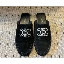 CELINE MARLOU TRIOMPHE MULE IN SUEDE CALFSKIN black 2025