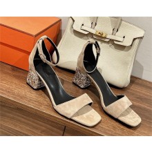 Hermes Glam 60 sandal in suede goatskin beige 2023