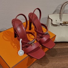 Hermes Heel 9.5cm Glamour Sandals in calfskin red 2023