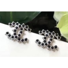 Chanel CC Stud Earring Silver/Black 2018
