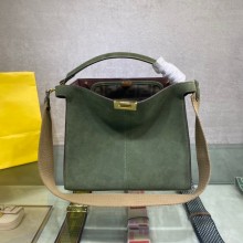 Fendi Suede Peekaboo X-Lite Medium Bag Green