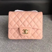 Chanel Classic Flap Mini Bag A1115 in Lambskin Leather Pink with Golden Hardware