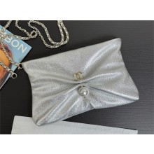 chanel silver Shiny Lambskin large clutch AP4614 2025