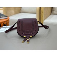 Chloe Marcie Mini leather shoulder bag burgundy 2025