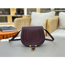 Chloe Marcie small leather shoulder bag burgundy 2025